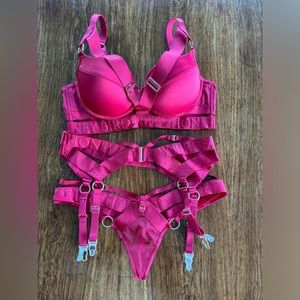 Honey Birdette 3 Piece Red Lingerie Set 36C and Medium